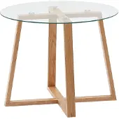KADIMA DESIGN Massiver Eiche-Glas Couchtisch, Modernes Design, Überkreuztes Gestell. 58x58x47 cm |