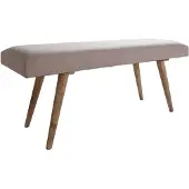 KADIMA DESIGN SITZBANK SILE Retro Stil Stoffbezug Massivholz, Beige 117x38x51 cm