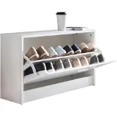 KADIMA DESIGN Holz-Schuhkipper mit Ablage und 1 Fach. Weiß, 80x24x47 cm |