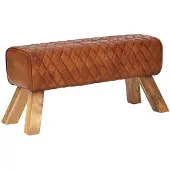 KADIMA DESIGN Extravagante Echtleder-Sitzbank mit massivem Mango Holz, Moderner und stilvoller Blickfang