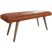 KADIMA DESIGN Retro-Sitzbank aus Ziegenleder und massivem Holz, stabil, 200 kg Belastbarkeit. 117x38x51 cm |