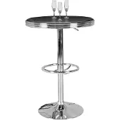 KADIMA DESIGN Retro-Bartisch, Verstellbare Höhe, Aluminium-Look, Kunstleder - Trendig & Stabil. 60x60x68 cm |