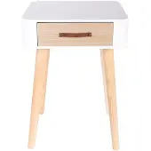 Home Deco Factory grauer Nachttisch mit 1 Schublade aus Holz