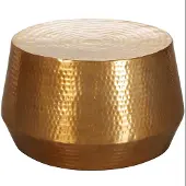 KADIMA DESIGN Couchtisch "Enns": Orientalisch, Aluminium, Hammerschlagstruktur, praktische Ablage. Gold, 60x60x36 cm |