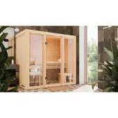 Karibu Sauna "View 2" SET naturbelassen 3,6kW Ofen finnisch