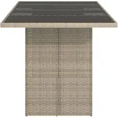 vidaXL Gartentisch mit Glasplatte Hellgrau 190x80x74 cm Poly Rattan