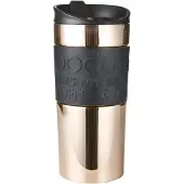 Bodum Reisebecher Travel Mug doppelwandig mit Silikonrand Kupfer / Schwarz 350 ml