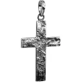 KUZZOI Anhänger Herren Kreuz Matt Gehämmert 925 Silber Kuzzoi Schwarz