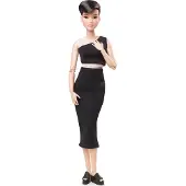 Barbie Signature Looks Puppe (Petite, Brünette Pixie Cut) Voll bewegliche Modepuppe mit schwarzem Midi-Rock