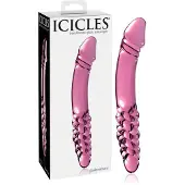 Icicles Nr. 57 - Doppelseitiger Glasdildo mit Penisform (Rosa)