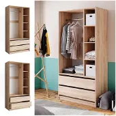 Vicco Kleiderschrank Elmo Sonoma 100 x 200 cm mit 2 Schubladen, Model 49517