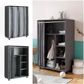 Vicco Kleiderschrank Doros Grau 100 x 146.6 cm offen rollbar, Model 40638