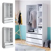 Vicco Kleiderschrank Elmo Weiß 100 x 200 cm mit 2 Schubladen, Model 40625