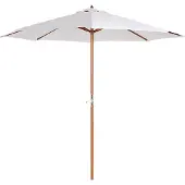 Outsunny Sonnenschirm Gartenschirm Holz Sonnenschirm mit Kurbel Balkon Sonnenschirm Pappelholz ? 2,7 m 84D-012