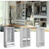 Vicco Kleiderschrank Elmo Weiß 280 x 200 cm 3er Set, Model 50205