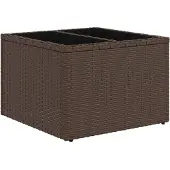 vidaXL Gartentisch mit Glasplatte Braun 55x55x37 cm Poly Rattan