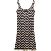 Superdry für Damen. W8011846A Navyfarbenes Minikleid aus Zickzack-Strick (M), Lässig, Viskose, Ärmellos / Hosenträger, Marine
