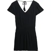 Superdry für Damen. W8011880A Bedruckter kurzärmeliger Jumpsuit schwarz (M), Lässig, Viskose, Kurzarm