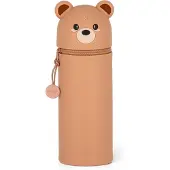 Legami Federmäppchen 2-in-1 Teddy Bear,19 x 6.3 cm, weiches Silikon, Weiches Federmäppchen, Silikon, Braun, Abbildung, Reißverschluss, Kind