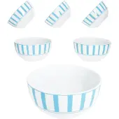 MamboCat Split türkis 6x Müsli-Schale Ø14cm 400ml Porzellan Dessertschüssel Streifen