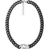 Diesel Oval D Schwarze Halskette DX1610931