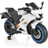 Moni Kinder Elektromotorrad Motocross MP3-Funktion Bluetooth Stützräder Lichter weiß