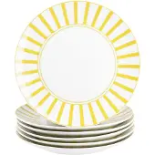 MamboCat 6er Set Split gelb Kuchenteller Porzellan 6 Personen Frühstücks-Teller Streifen