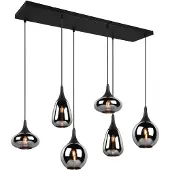 TRIO Hängelampe mit 6 Leuchten Lumina mit Rauchglas
