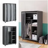 Vicco Kleiderschrank Doros Grau 100 x 146.6 cm mit Rollen, Model 40596
