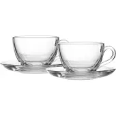 Ritzenhoff & Breker Cappuccinotassen 2er Set Barista mit Untertassen, Glas, Klar, 220 ml, 822021
