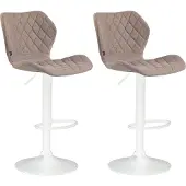 CLP 2er Set Barhocker Cork Stoff drehbar mit Höhenverstellung | Farbe taupe Gestell Farbe weiß