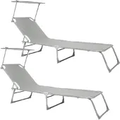 BIXENTE klappbare Gartenliege mit Sonnenschutz 188 cm 2er-Set grau | Größe Größe:Einheitsgröße