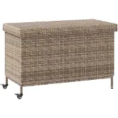 vidaXL Gartentruhe mit Rollen Grau 110x55x73 cm Poly Rattan