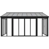 Juskys Wintergarten 15 m² - mit kristallklaren Wänden, Doppel-Schiebetüren & UV-Schutz – wasserdicht & winterfeste Überdachung aus Aluminium - Grau