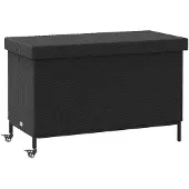 vidaXL Gartentruhe mit Rollen Schwarz 110x55x73 cm Poly Rattan
