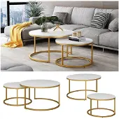Vicco Couchtisch-Set Montreal Weiß/Gold 77 x 40 cm 2 Teile, Model 41523