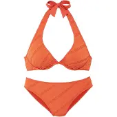 s.Oliver Bügel-Bikini "Naila", Damen, Gr. 36, Cup B, orange, Microfaser, Polyamid, Strukturmuster, Bikini-Sets Bügel-Bikini, mit Struktur