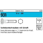 Industrial Quality Supplies Sechskantschraube DIN 931 m.Schaft M 12 x 55 A 4 - 80