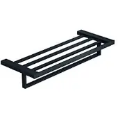 Kludi -VELA C Handtuchablage mit Badetuchhalter mattschwarz - Wandmontage mit Schrauben und Dübel