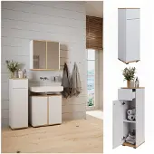 Vicco Midischrank Didi Weiß/Artisan 30 x 97 cm mit Schublade, Model 47667