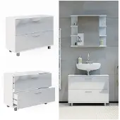 Vicco Waschbeckenunterschrank Ilias Weiß Hochglanz 80 x 60.8 cm, Model 41482
