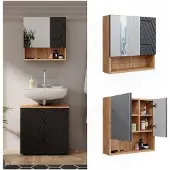 Vicco Badspiegelschrank Irma Anthrazit mit Wabenstruktur 54 x 55 cm, Model 42843