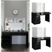 Vicco Schminktisch Sherry Schwarz/Gold 120 cm mit Spiegel, Model 47715