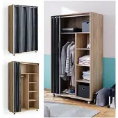 Vicco Kleiderschrank Doros Sonoma 100 x 168 cm offen, mit Rollen, Model 40592