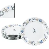 MamboCat Neptun 6er Set Kuchenteller Porzellan 6 Pers Dessert-Teller maritim Anker