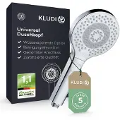 OEM Universelle Duschkopf mit Wasserbesparung, 3 Strahlarten (Körper, Haar, Haut), leicht zu reinigender Duschkopf Ø 11,7 cm, Chrom.