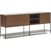 Natur24 Kommode Vedrana 195 x 80 x 40 cm Nussholzfurnier Kommode Schrank Wohnzimmer Neu