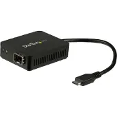 StarTech.com USB-C auf LWL Konverter - Offener SFP, Verkabelt, USB Typ-C, Faser, 1000 Mbit/s, Schwarz