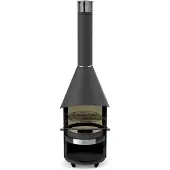 ASADO Gartenkamin Fuego 70 cm Stahl anthrazit inkl. Aschekasten, Grillrost, Ablage