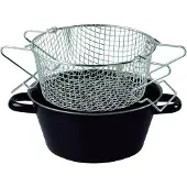 Riess Pommes-Frites Pfanne mit Einsatz Ø20cm Schwarz Emaille